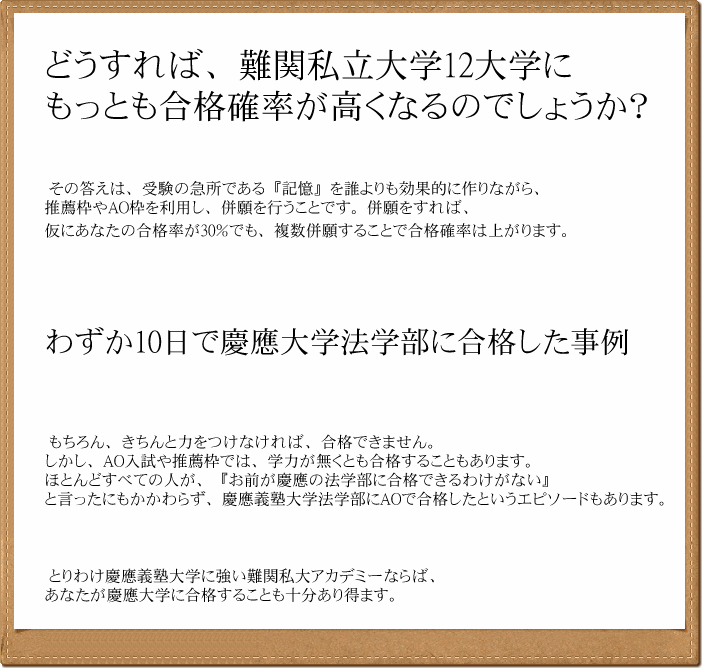 難関私大アカデミー 難関私大受験対策塾